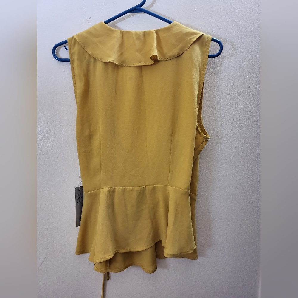 NWT Yellow Ruffle Wrap Top - Picture 2 of 2